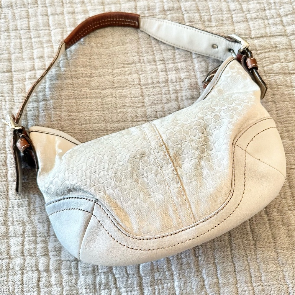 Y2K Coach 5357 Signature C Demi Baguette Mini Hobo Ivory Jacquard Shoulder Bag - Picture 6 of 15